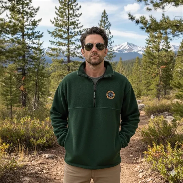 Unisex polar fleece jacket w/1/4 zip yoke