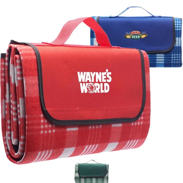 Roll Up Picnic Blanket w/ Custom Logo Checkered Design