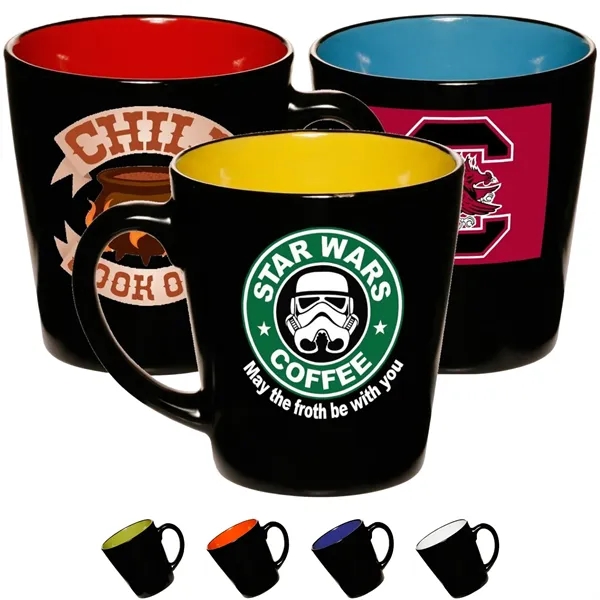 Two Tone Coffee Ceramic Mugs 12 oz.