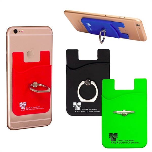 Silicone Card Holder With Metal Ring Phone Stand