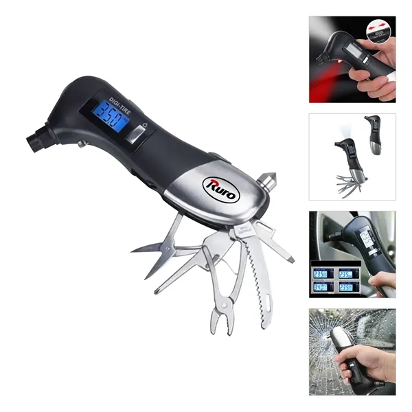 Safety Hammer Multi Tool W/Digital Tire Gauge