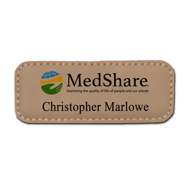 Leather Stitched Name Badge 1"x3"