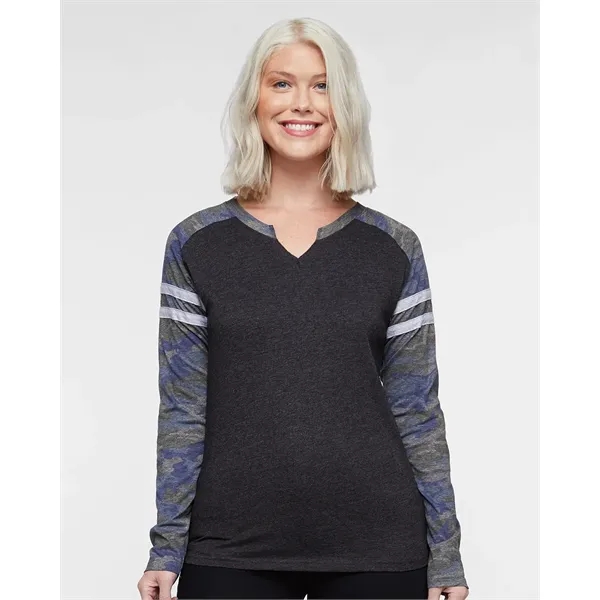 LAT Women's Fine Jersey Mash Up Long Sleeve T-Shirt