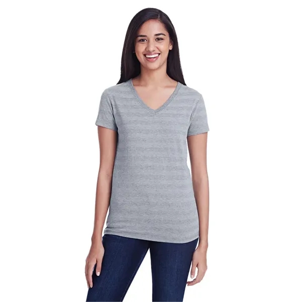 Threadfast Apparel Women's Invisible Stripe V-Neck T-Shirt