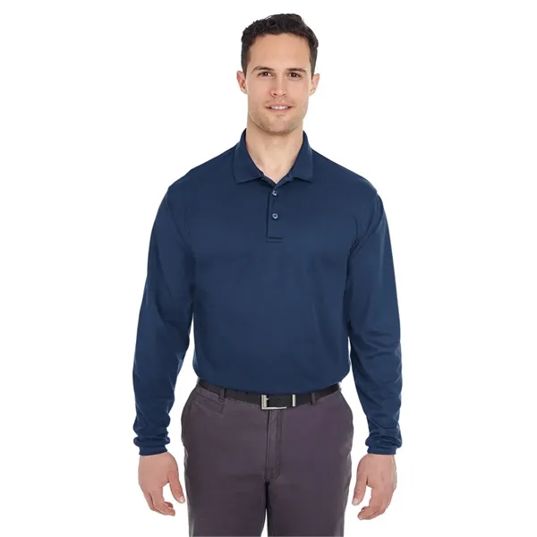 UltraClub Men's Cool & Dry Long Sleeve Mesh Pique Polo