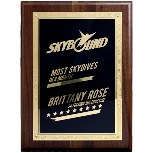 Solid American Walnut Plaque with Brass Plate