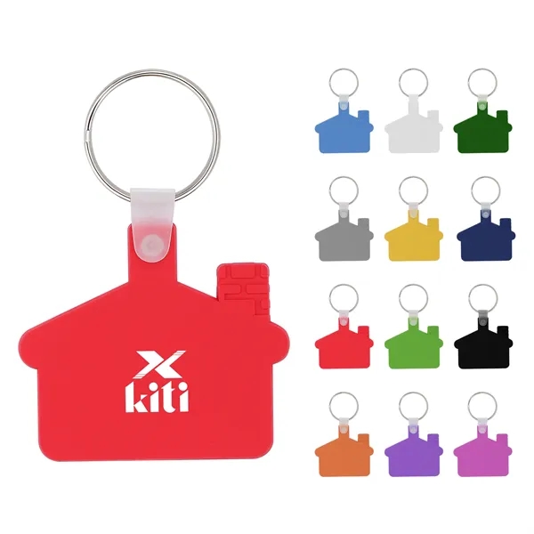 House Shaped Soft PVC Key Tag With Ring