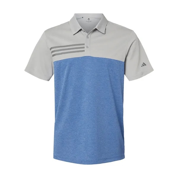 Adidas Men's Heathered Colorblocked 3-Stripes Polo