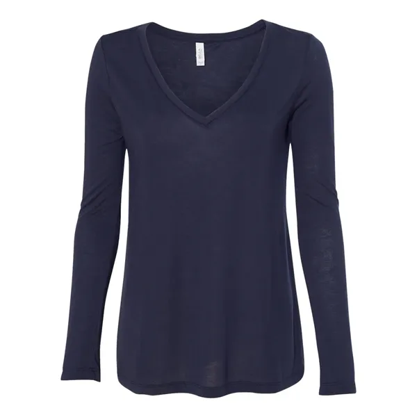 BELLA + CANVAS Women's Flowy Long Sleeve V-Neck Tee
