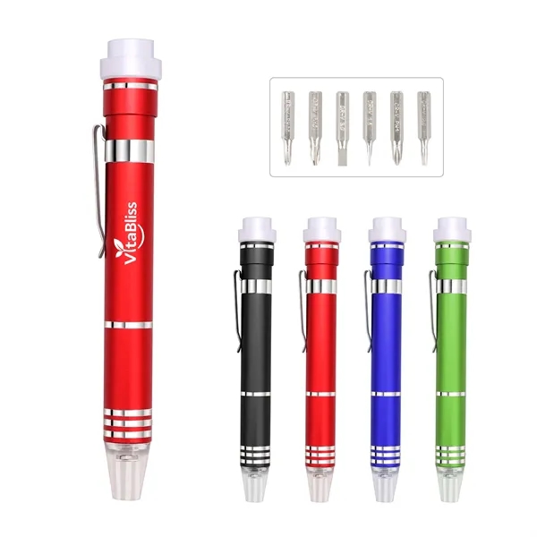 Aluminum Multi Tool Set Pocket Screwdriver W/ Flashlight