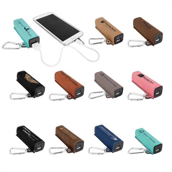 ENGRAVED Faux Leather Power Bank Charger- MULTI COLORS