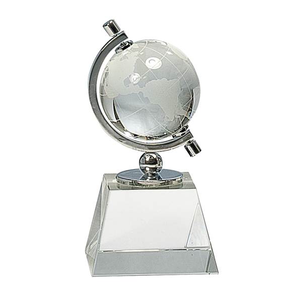 6" Crystal Spinning Globe on Clear Base