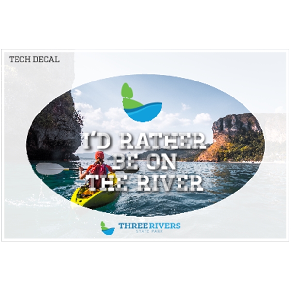 Tech Decals 5" x 3" Oval on a 6" x 4" Sheet - White Vinyl