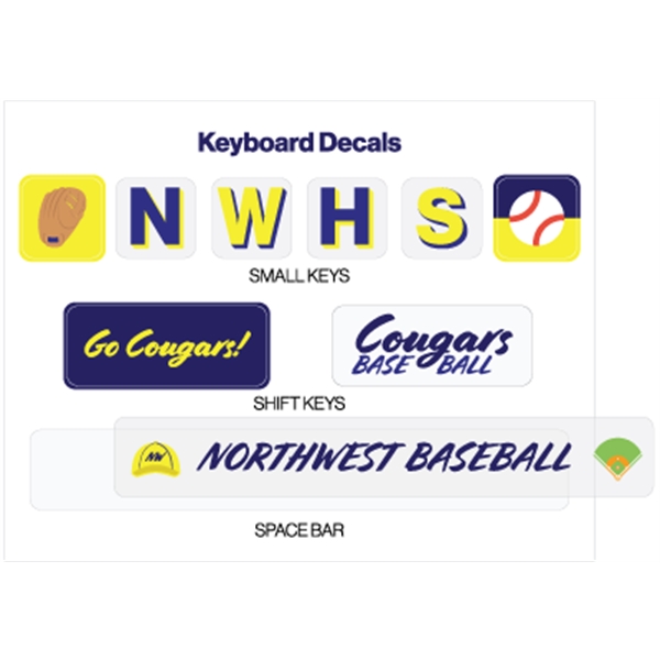 Tech Decals for Keyboard on 4" x 3.5" Sheet - Clear Vinyl