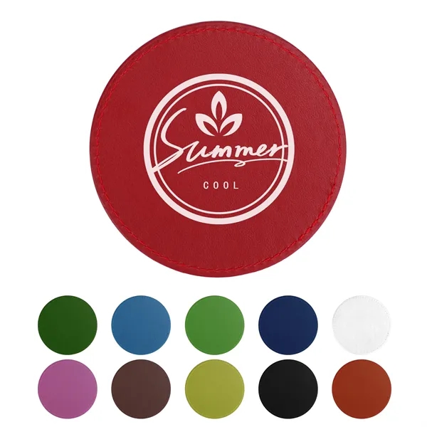 Double Side 4" Round PU Leather Coaster For Drinks