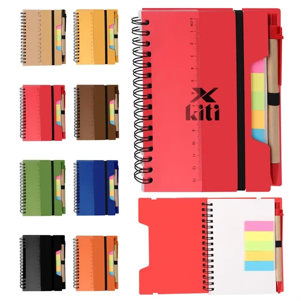 Pocket Memo Spiral Notebook W/ Sticky Notes&Pen