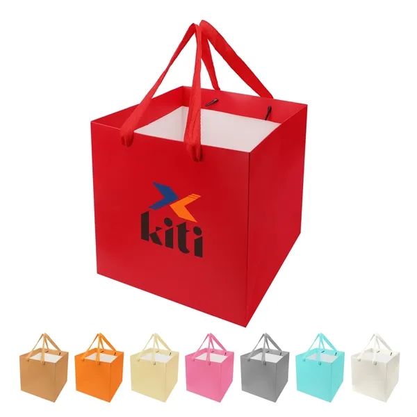 Full Color Matte Laminated Paper Gift Tote Bag 8"x8"x8"
