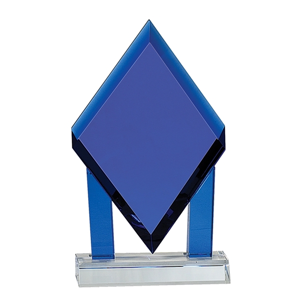 8 3/4" Blue Crystal Floating Diamond with Blue Columns