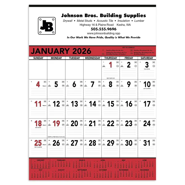 Triumph® Calendars Red & Black Contractor Memo Calendar
