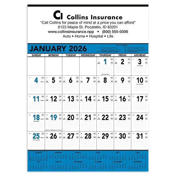 Triumph® Calendars Blue & Black Contractor Memo Calendar