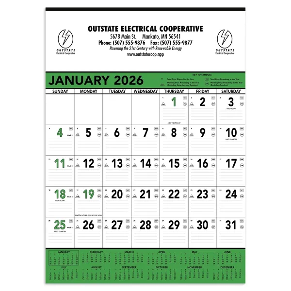 Triumph® Calendars Green & Black Contractor Memo Calendar