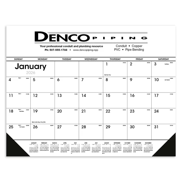 Triumph® Calendars Black & White Desk Pad with Vinyl Corners
