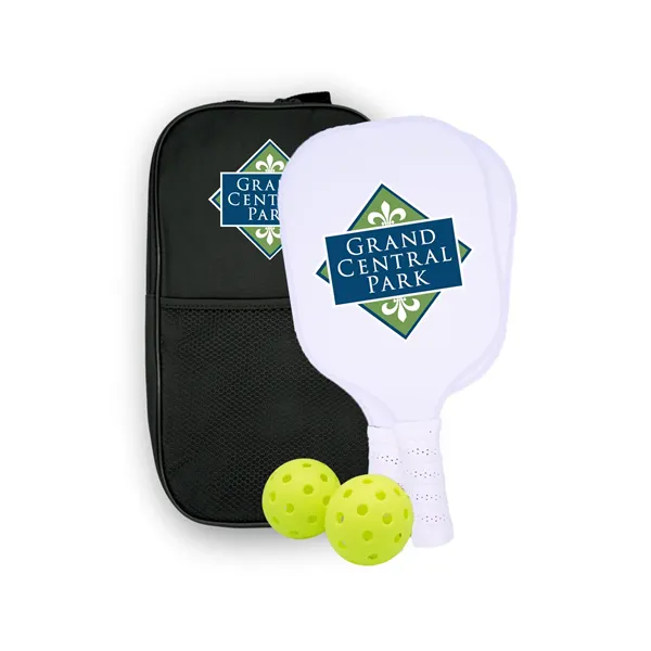 Custom Fiberglass Pickleball Paddle Set with Bag - White
