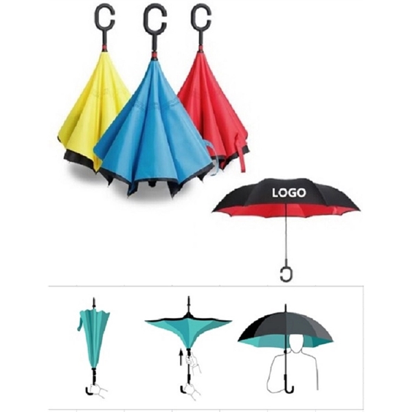 45" C-Holder Creative Double - Layer Reverse Umbrella