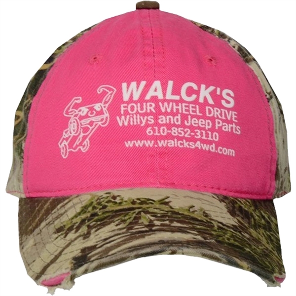 Ladies Frayed Camo Cap