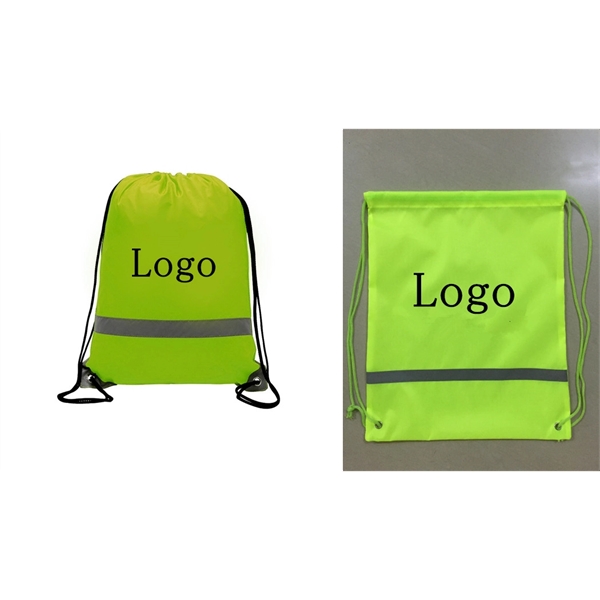 Relective safety stripe drawstring backpack bag