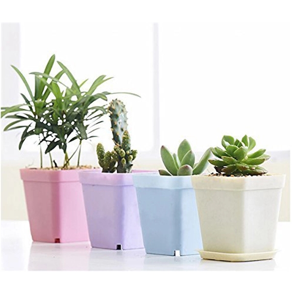 Colorful Square Plastic Plant Pot