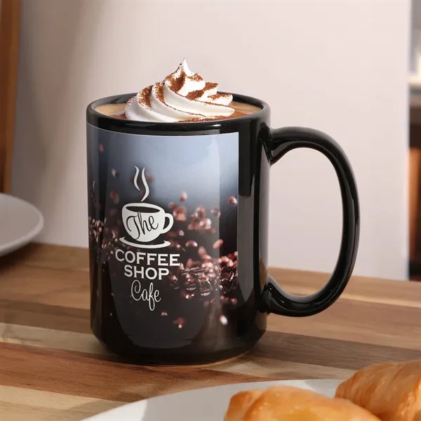 Odessa Full Color 15 oz Black Ceramic Mug