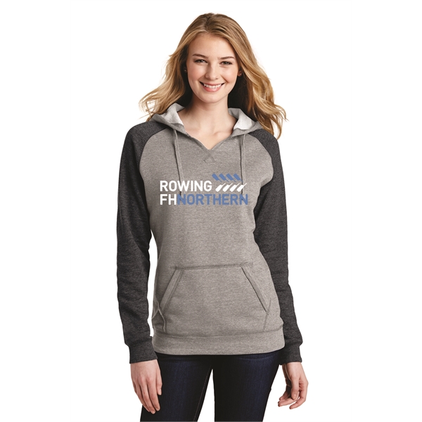 District Women's Lightweight Fleece Raglan Hoodie.