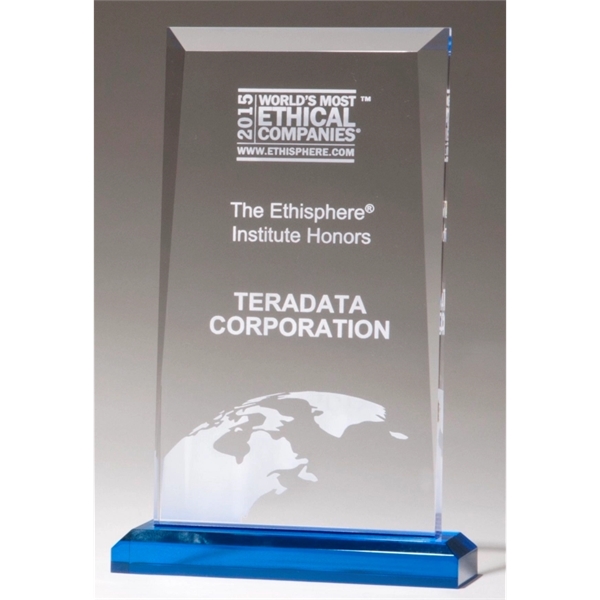 Apex Series Clear Acrylic Award with Blue Base