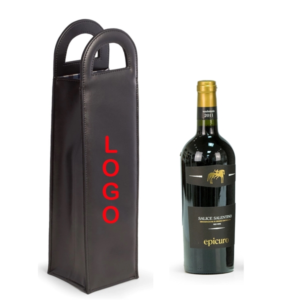 Black Leatherette Bottle Caddy with Handles