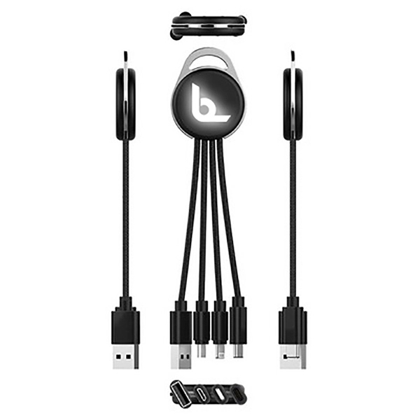 Multiple Tips Charging Cable with Light Up Logo for iPhone,
