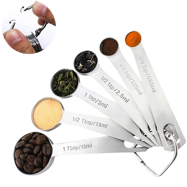 6Pcs Accurate Stainless Steel Measuring Seasoning Spoons