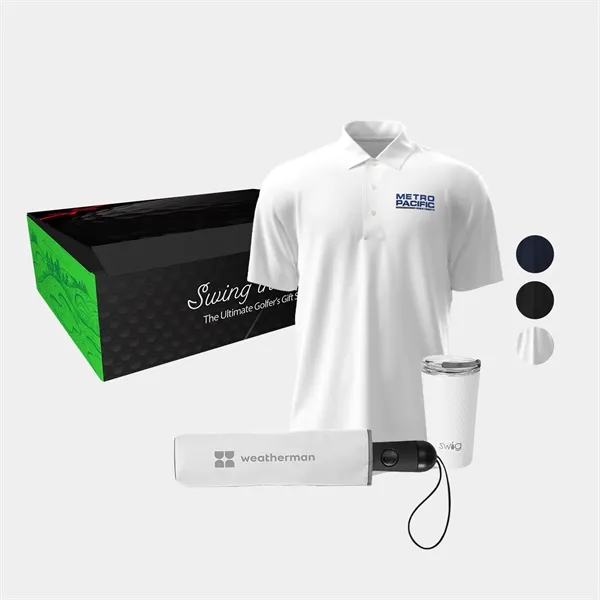 20oz SWIG® Golf Bottle, PGA TOUR Polo & Umbrella Gift Set