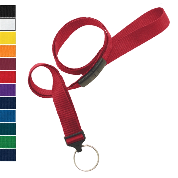5/8" Blank Breakaway Lanyard with Split Ring, Flat Ribbed