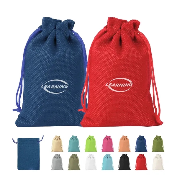 Reusable Burlap Drawstring Gift Pouch Bag 4"x6"