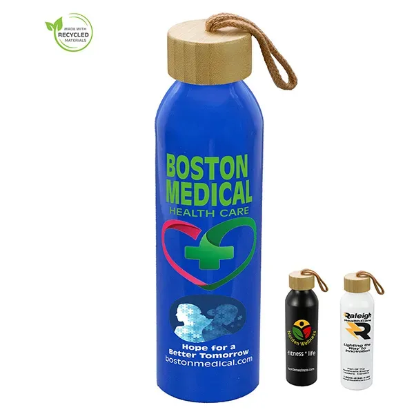 22oz Recycled Aluminum Bottle With a Bamboo Lid