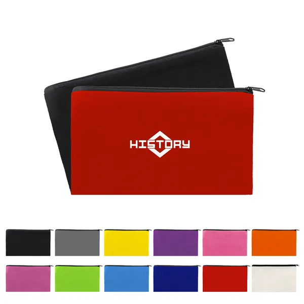 Small Canvas Travel Cosmetic Bag W/ Zipper 8.2"x5.1"