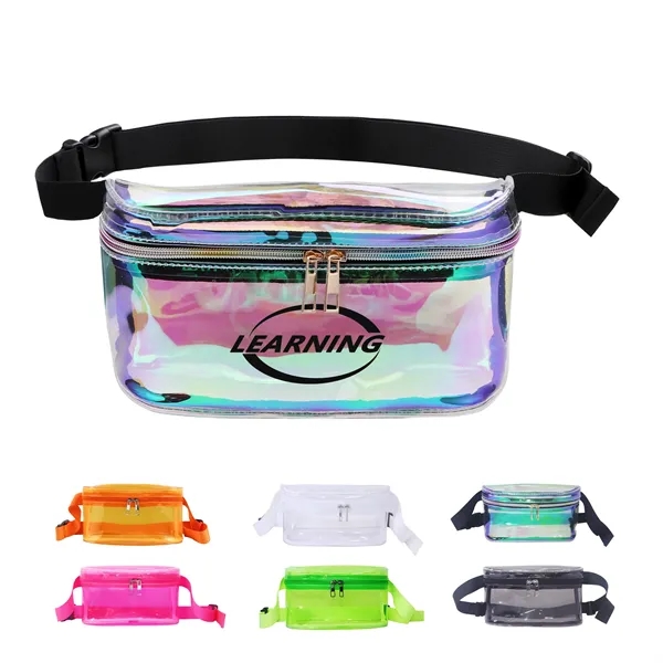Clear Holographic Zipper Fanny Pack Adjustable Belt Bag