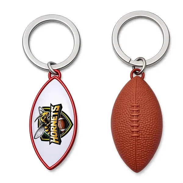 Football Shaped Metal Keychain