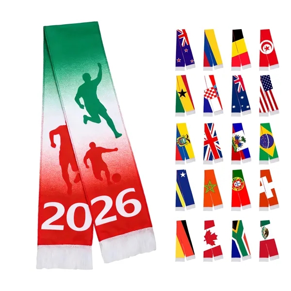 Full Color Custom World Cup Fans Scarf With Tassel