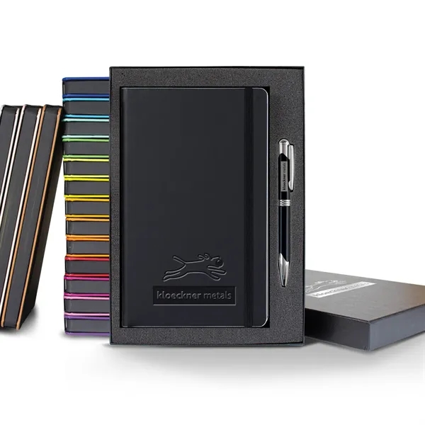 Black Laser Medio Lined Ivory Page Journal Gift Set