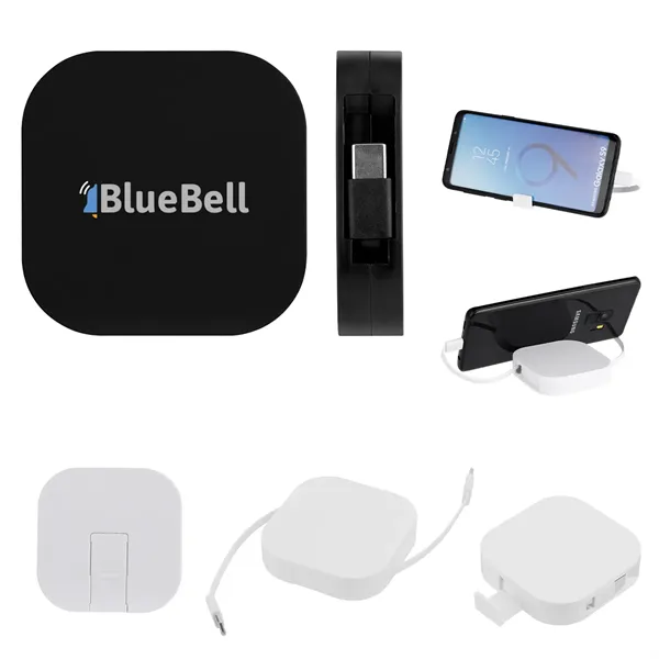 60W rABS Retractable Quick Charging Cable & Phone Stand