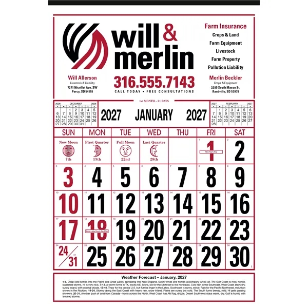Skinner & Kennedy® Commercial 12-Sheet Calendar