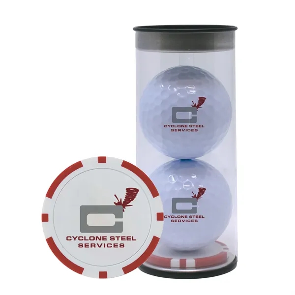 Golf Ball Tube with Poker Chip Ball Marker