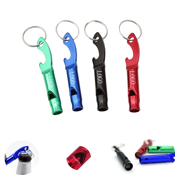 Whistle Keychain With Bottle Opener
